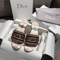 DIOR女鞋 迪奧2021專櫃新款磨砂新大底涼拖 Dior一字型刺繡平拖  naq1500