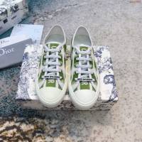 DIOR女鞋 迪奧2021專櫃新款立體刺繡墊腳板鞋 Dior彩虹系列刺繡系帶休閒鞋  naq1547