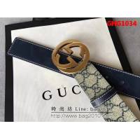 古馳CUCCI 休閒款式 原單經典 高級人造革面 純銅大圓扣 男士皮帶 GHG1034