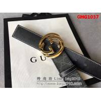 古馳CUCCI 休閒款式 原單經典 高級人造革面 純銅大圓扣 男士皮帶 GHG1037