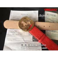 古馳CUCCI 頭層小牛皮壓花 純銅大餅扣 原單經典男士皮帶 GHG1042