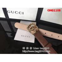 古馳CUCCI 爆款 頂級雙面頭層小牛皮 純銅珍珠扣高端女士皮帶 GHG1108