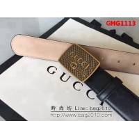 古馳CUCCI 頭層牛皮材料製作平紋面皮帶 純銅五金 男女同款 GHG1113