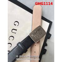 古馳CUCCI 頭層牛皮材料製作平紋面皮帶 純銅五金 男女同款 GHG1114