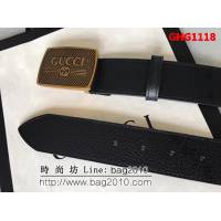 古馳CUCCI 頭層牛皮材料製作-豬皮紋 純銅五金男士皮帶 GHG1118