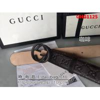 古馳CUCCI 雙面頭層 頂級壓花小牛皮面 純銅噴漆扣男士皮帶 GHG1125