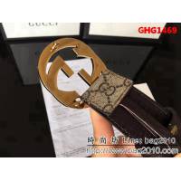 古馳CUCCI 經典款高級人造革面 大圓餅純銅亮面扣 高端男士皮帶 GHG1469