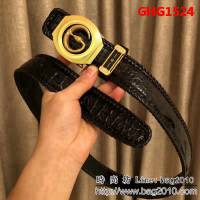 古馳CUCCI 古馳™Gucci 純手工編織美洲鱷魚骨皮 高端男士皮帶 GHG1524