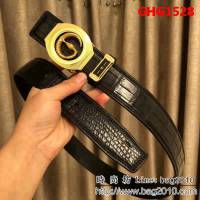 古馳CUCCI 古馳純手工美洲鱷魚無拼接肚皮 新款精美蛇頭鋼扣高端男士皮帶 GHG1528