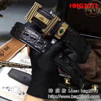 愛馬仕HERMES 純手工無拼接美洲鱷魚小骨皮 純手工高端男士皮帶 HHG1071