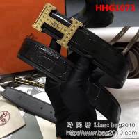 愛馬仕HERMES 義大利頂級進口頭層鱷魚紋 高端男士皮帶 HHG1073