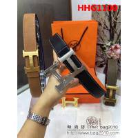 愛馬仕HERMES 純手工雙面手掌紋 專櫃奢華新款 馬拉車高端男士皮帶 HHG1100
