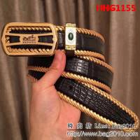 愛馬仕HERMES 純手工編織美洲鱷魚無拼接肚皮 高端男士皮帶 HHG1155
