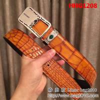 愛馬仕HERMES 純手工美洲鱷魚無拼接肚皮 海外專櫃高端男士皮帶 HHG1208