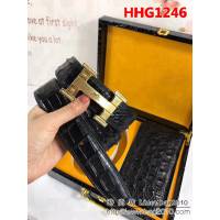 愛馬仕HERMES 真鱷魚骨皮 不拼接皮帶 不拼接骨皮手包搭配高端男士皮帶 HHG1246