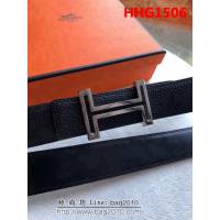 愛馬仕HERMES 專櫃H鏤空金屬掛扣精鋼材質 雙面荔枝原版皮高端男士皮帶 HHG1506