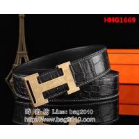 愛馬仕HERMES 海外代購最熱系列 牛皮肚皮紋 高端男士皮帶 HHG1669
