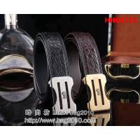 愛馬仕HERMES 純手工打磨鋼扣 鱷魚肚皮手工包邊工藝 高端男士皮帶 HHG1743