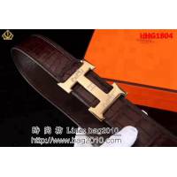 愛馬仕HERMES 鱷魚寸5系列 進口開背鱷魚腹皮 純手工 高端男士皮帶 HHG1804