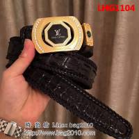 路易威登LV Louis Vuitton:純手工編織美洲鱷魚骨皮 海外專櫃新款 高端男士皮帶 LHG1104