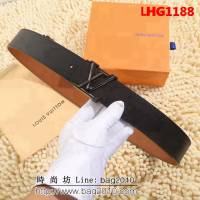 路易威登LV Louis Vuitton風格休閒 品牌印記,雙面皮革配色高端男士皮帶 LHG1188