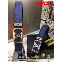 路易威登LV Louis Vuitton無拼接澳洲野生鴕鳥肚皮 精工鑲鑽高端男士皮帶 LHG1201