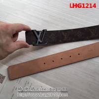 路易威登LV Louis Vuitton進口原版帆布老花面料 男士皮帶M9608 專櫃經典款 LHG1214