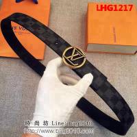 路易威登LV Monogram帆布 圓形LV logo 男士皮帶 LHG1217