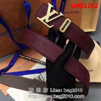 路易威登LV 純手工雙面手掌紋 專櫃奢華條紋鋼扣 男士皮帶 LHG1282