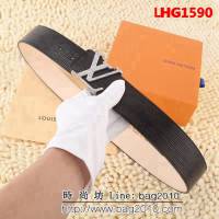 路易威登LV 字樣皮帶 E i 皮革 銀色黃銅搭扣 男士皮帶 LHG1590