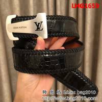 路易威登LV 手工編織 鱷魚紋牛皮 高端男士皮帶 LHG1659