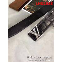路易威登LV 純手工美洲無拼接鱷魚肚皮 時尚百搭高端男士皮帶 LHG1833