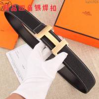 HERMES皮帶 單面原版荔枝紋 精品四角焊接鋼扣 愛馬仕男腰帶  hgh1924