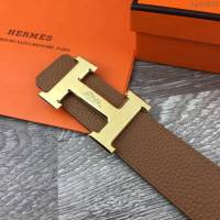 HERMES皮帶 進口頭層荔枝紋牛皮 雙面原版 純鋼扣 經典款愛馬仕男腰帶  hgh1983