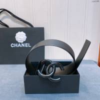 Chanel女士皮帶 香奈兒cc烤漆logo扣雙面可用小牛皮腰帶  jjp1145