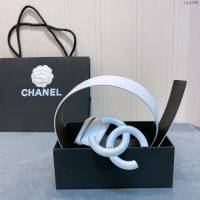 Chanel女士皮帶 香奈兒cc烤漆logo扣雙面可用小牛皮腰帶  jjp1146