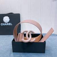Chanel女士皮帶 香奈兒cc烤漆logo扣雙面可用小牛皮腰帶  jjp1147