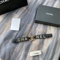 Chanel女士皮帶 香奈兒cc經典logo扣精品彈力扣腰帶  jjp1154