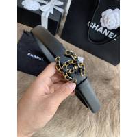 Chanel女士皮帶 香奈兒小香鑽圈雙面用小牛皮腰帶  jjp1167