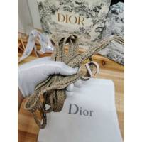 Dior女士腰帶 迪奧CD扣覆層手工編織黃麻皮帶  jjp1601