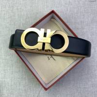 菲拉格慕男士皮帶 Ferragamo雙面牛皮紋理腰帶  jjp1917