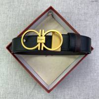 菲拉格慕男士皮帶 Ferragamo雙面牛皮紋理腰帶  jjp1923