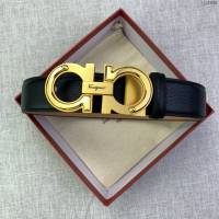 菲拉格慕男士皮帶 Ferragamo雙面牛皮紋理腰帶  jjp1928