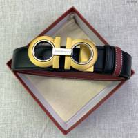 菲拉格慕男士皮帶 Ferragamo雙面牛皮紋理腰帶  jjp1939