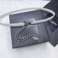 Saint Laurent女士皮帶 聖羅蘭YSL鏈條五金小牛皮腰帶  jjp2147