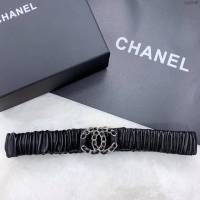 Chanel女士皮帶 香奈兒經典小羊皮鬆緊褲腰帶 香奈兒褶皺腰帶  jjp2149