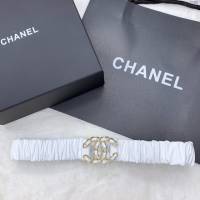 Chanel女士皮帶 香奈兒經典小羊皮鬆緊褲腰帶 香奈兒褶皺腰帶  jjp2150