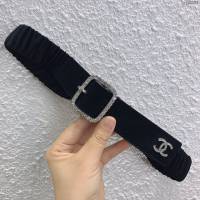 Chanel女士皮帶 香奈兒彈羊絨皮和羊皮搭鑽扣腰帶 香奈兒彈力腰帶  jjp2161