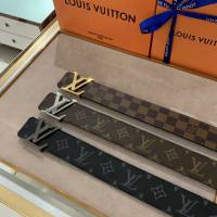 LV新款男士皮帶 路易威登老花Gancio五金腰帶  jjp2181