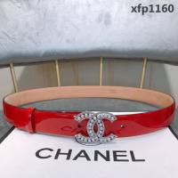 CHANEL香奈兒 18新款 30mm精品 CC珍珠滿鑽鏤空扣 樹膏底妖帶 網紅同款腰帶  xfp1160